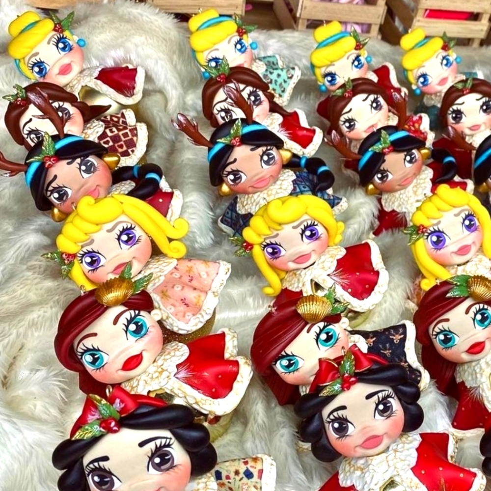 Christmas Princesses ORNAMENTS- Disney Princesses- Ariel-Cinderella-Jasmine-Snow